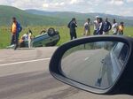 Зрелищна катастрофа на Подбалканския път, кола е обърната по таван