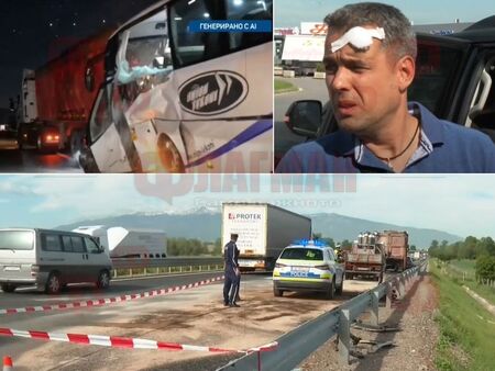 Мистерия с автобуса, забил се в камион край София: няма следи от спирачен път