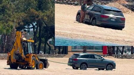„Бай Ганьо“ на море: Българин паркира джипа си на плажа в Гърция и затъна, вадиха го с багер