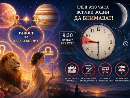 Радост за Лъва и Везните заради секстила на Венера и Юпитер, но след 9:30 часа всички зодии да внимават!
