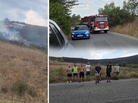 Пожарникари и доброволци потушиха пожар, обхванал входа на созополското с. Зидарово (СНИМКИ)