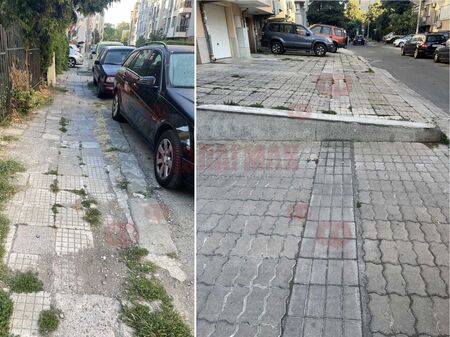Сигнал до Флагман.БГ: Тротоарен капан в „Лазур“ принуждава пешеходци да слизат на улицата