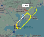 Данните от Flightradar24 показват няколко последователни обиколки в района на летището и Поморие, преди машината да се насочи на югоизток