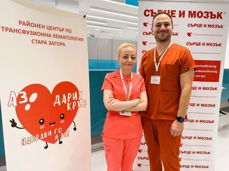 Главният административен директор на БКИ д-р Ембие Азис и началникът на Лабораторията по трансфузионна хематология в "Сърце и мозък" д-р Благой Карамачев разказват за проекта